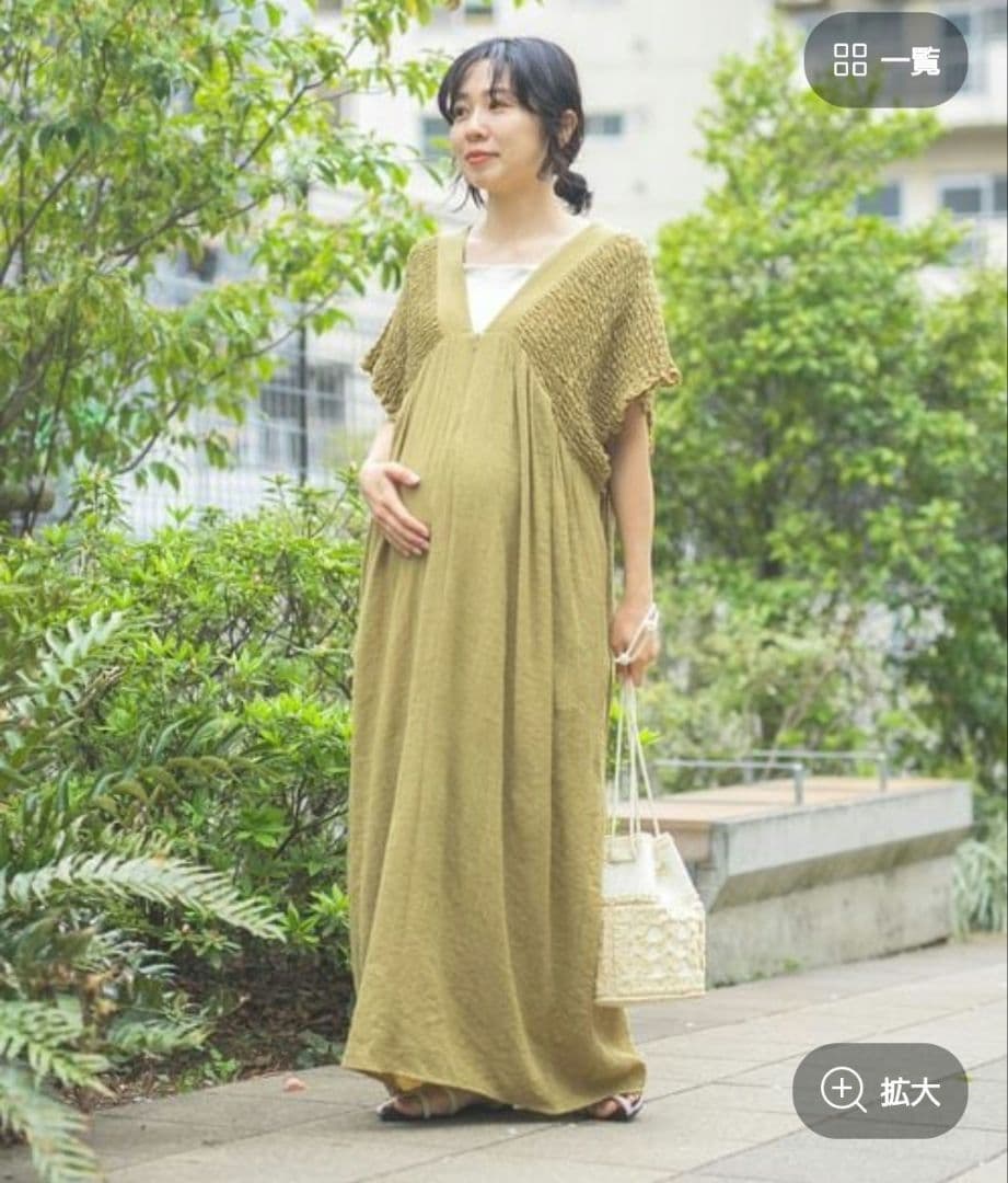 【産前・産後対応】マタニティ／シャーリングVワンピース　レプシィム