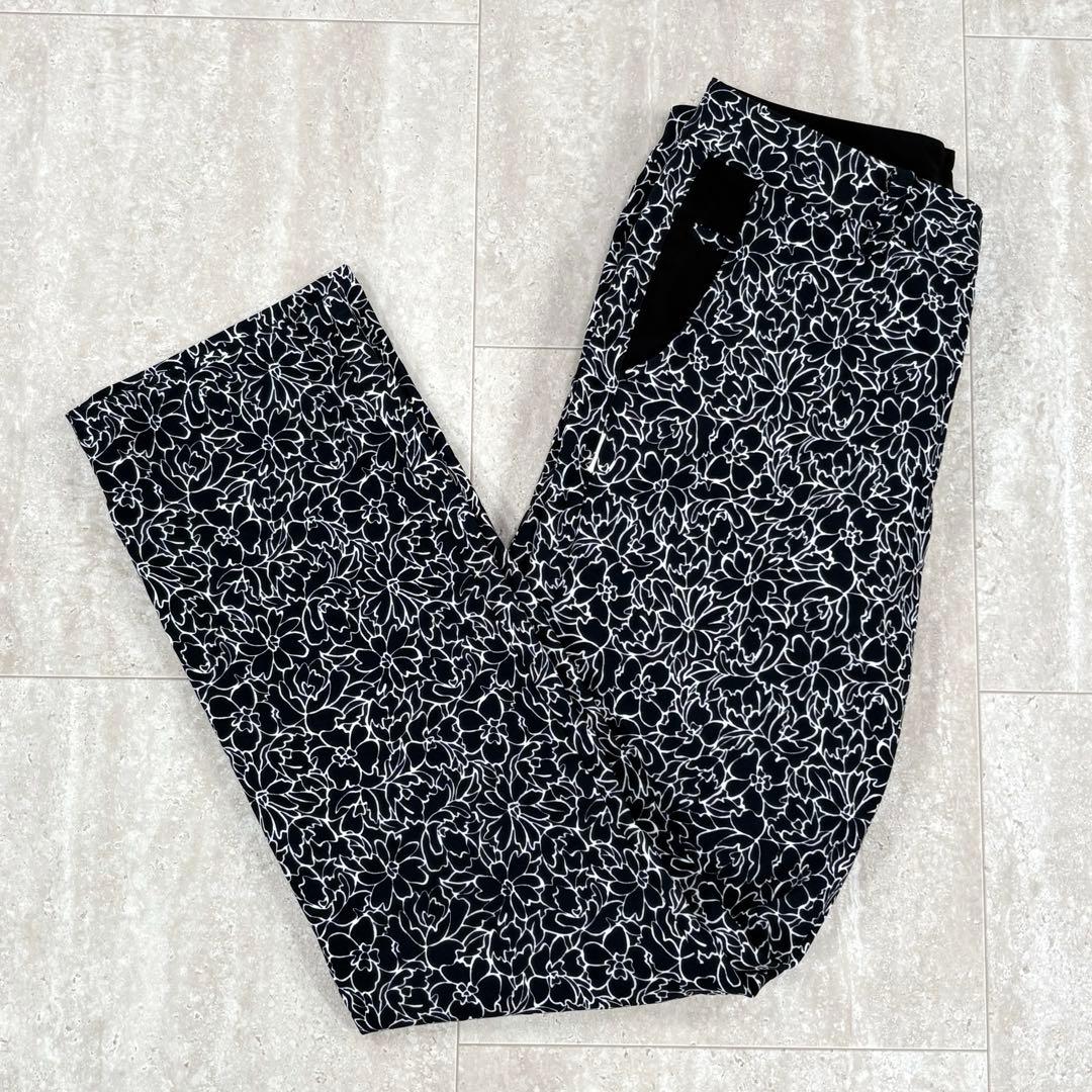 【マスターバニーエディション】ロングパンツ　花柄　黒x白　インナーガードル