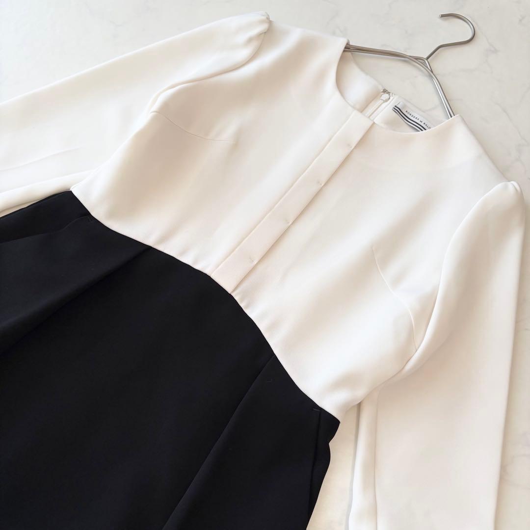 最終価格 ボーダーズアットバルコニー バイカラー ワンピース ホワイト ブラック