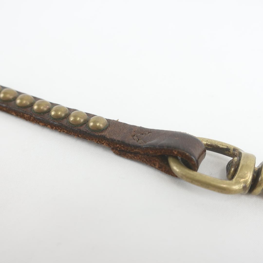 HTC 本革 レザー スタッズ ウォレットチェーン ブラウン メンズ