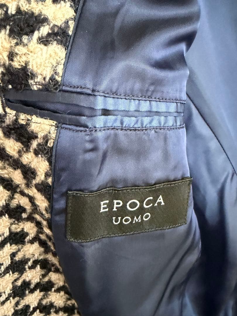 エポカ　チェスターコート クリーニング済　ネイビーとベージュのチェック