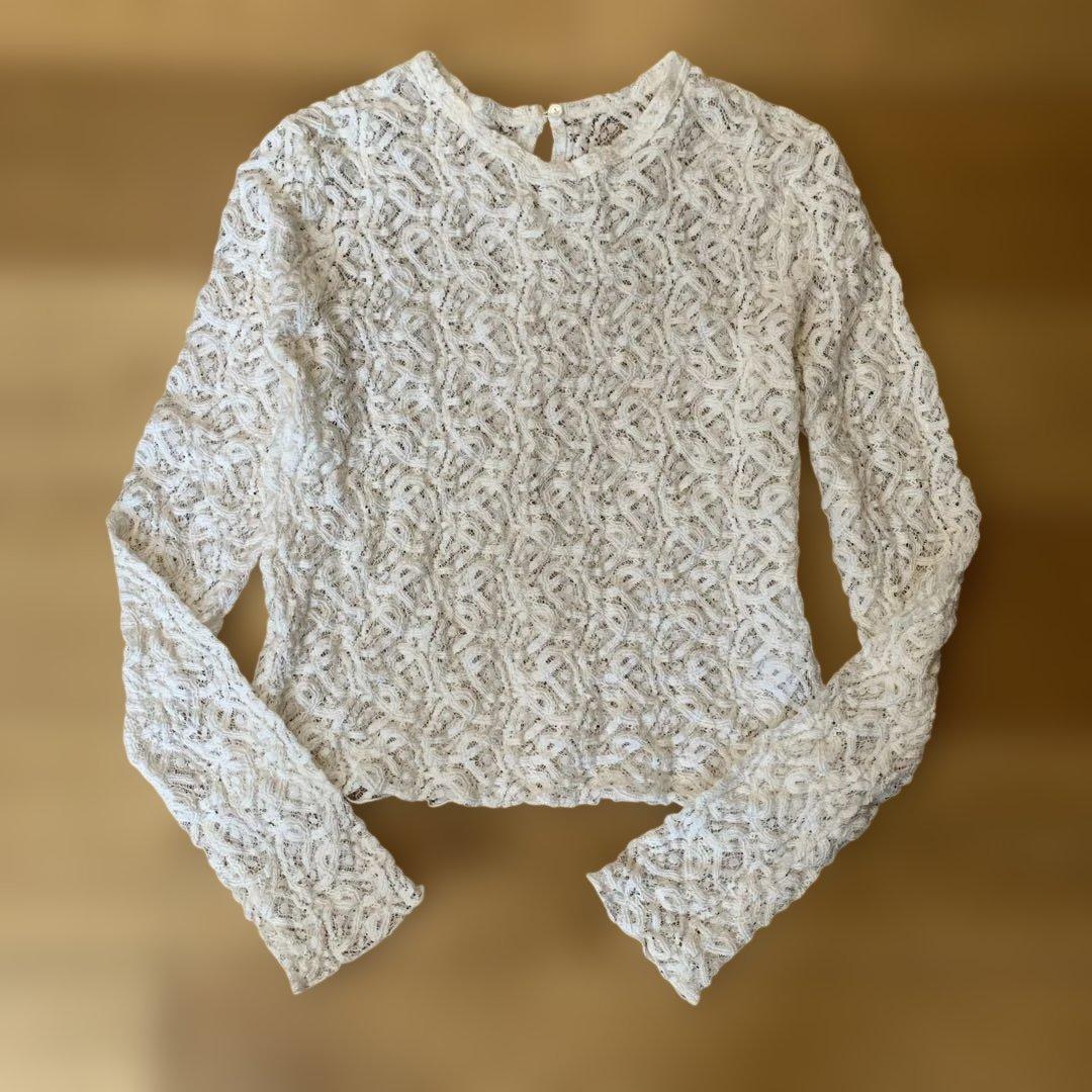 IENA ペイズリーストレッチレースプルオーバー　ナチュラル