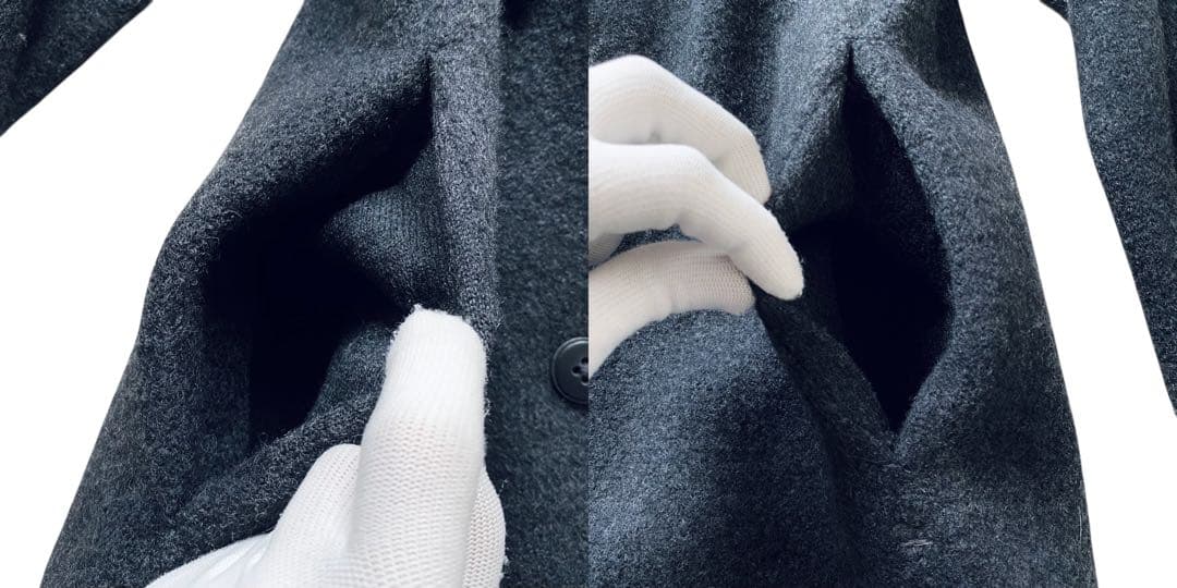 45rpm【美品】アルパカ混 ウール ステンカラーコート チャコールグレー L