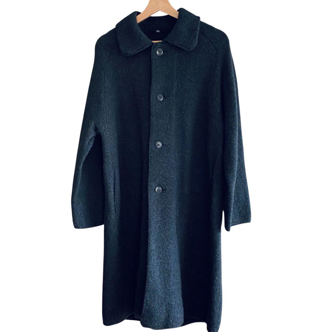 45rpm【美品】アルパカ混 ウール ステンカラーコート チャコールグレー L