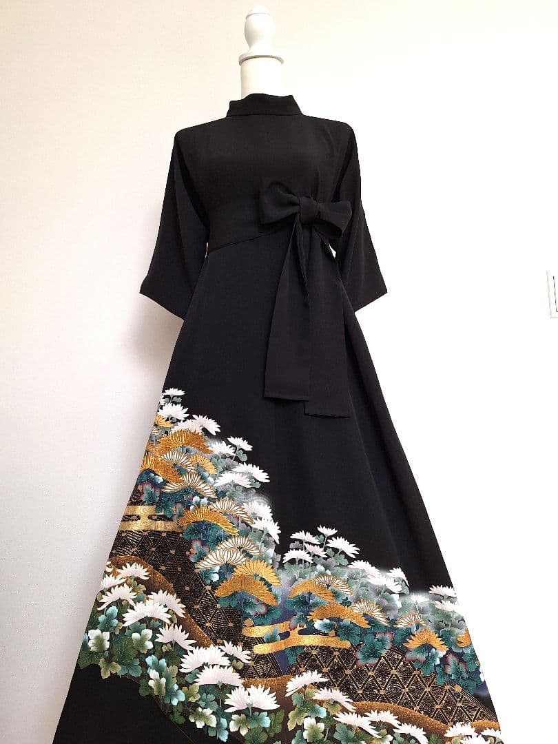 着物リメイクワンピース3698