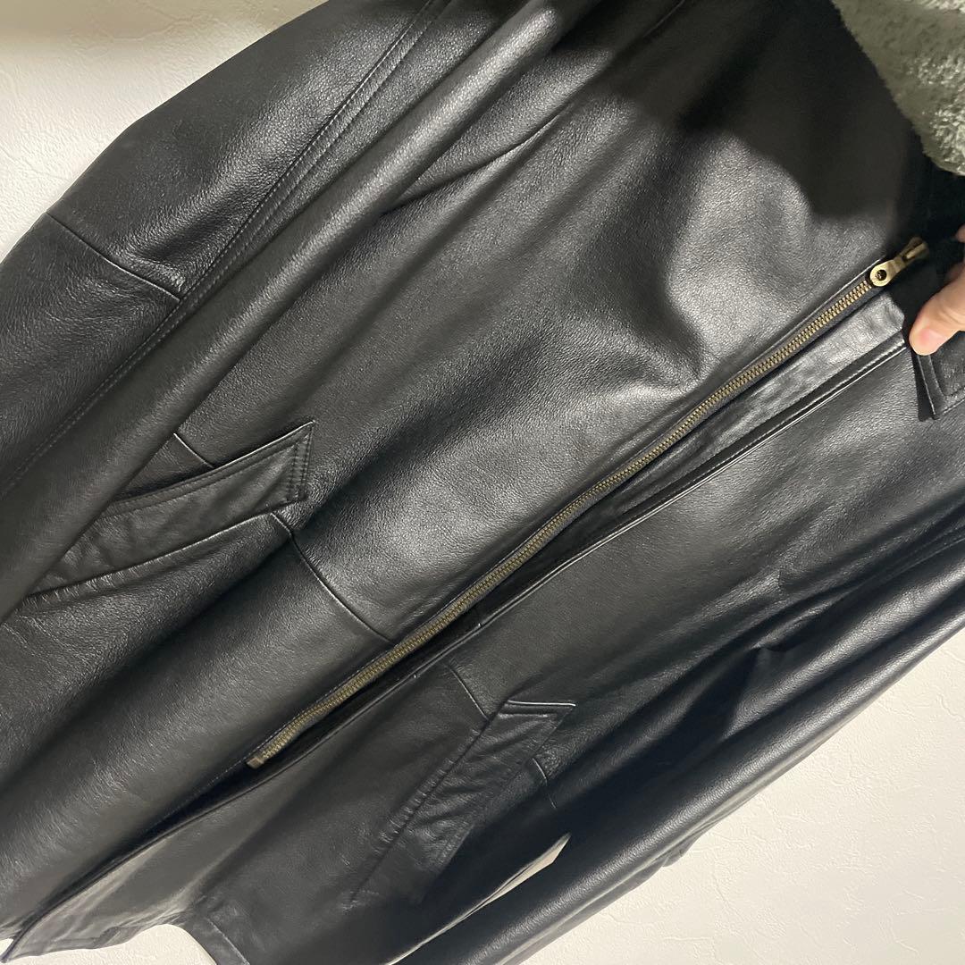 【高級本革】牛革 リアルレザージャケット カバーオール Lサイズ ブラック 黒