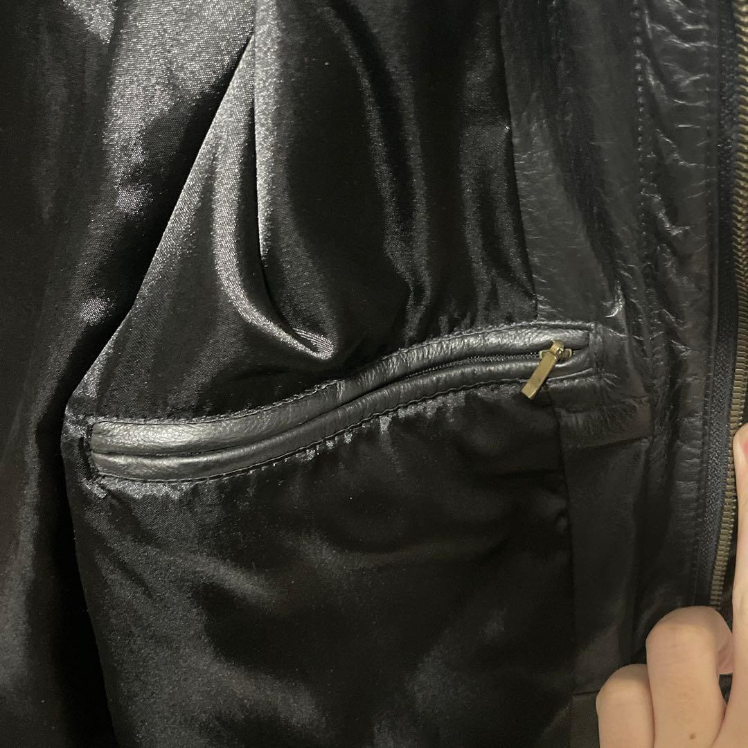 【高級本革】牛革 リアルレザージャケット カバーオール Lサイズ ブラック 黒