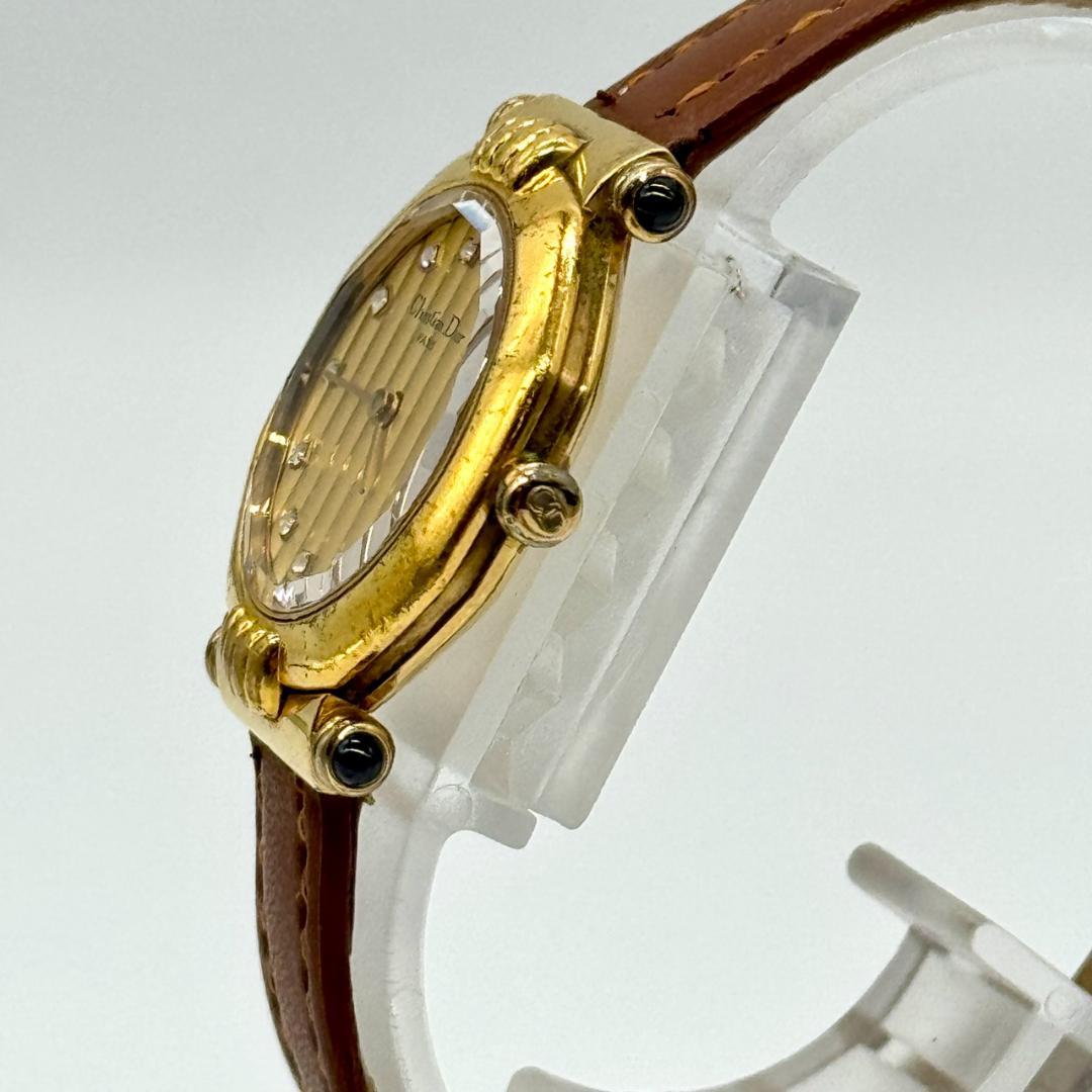 稼働品 Christian Dior ディオール 腕時計 デイト ゴールド文字盤