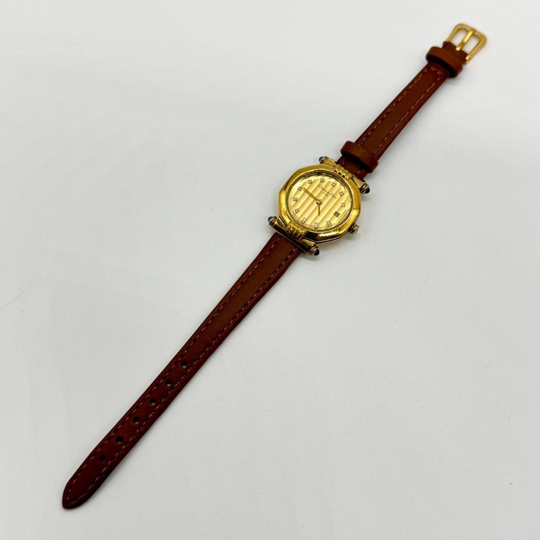 稼働品 Christian Dior ディオール 腕時計 デイト ゴールド文字盤