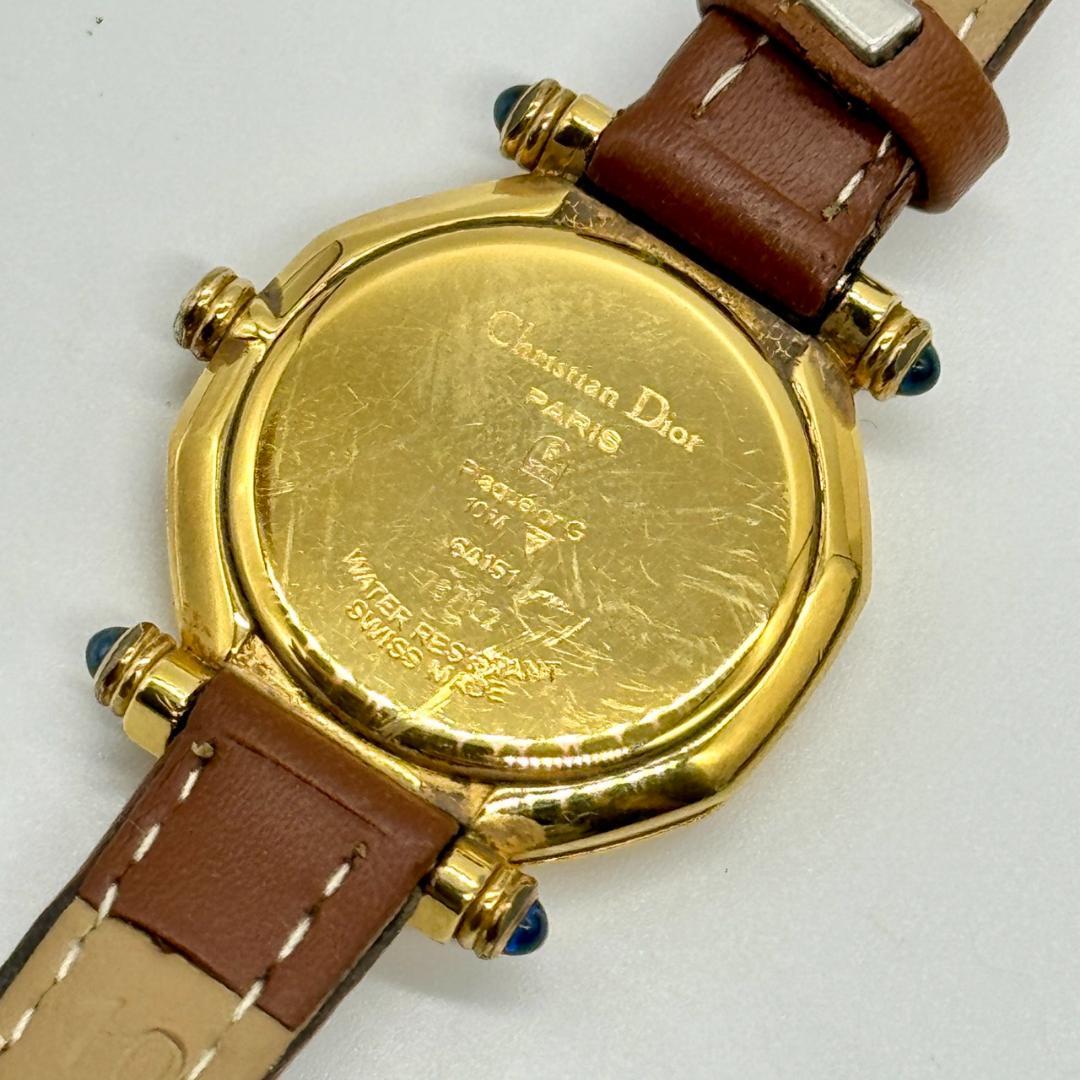 稼働品 Christian Dior ディオール 腕時計 デイト ゴールド文字盤