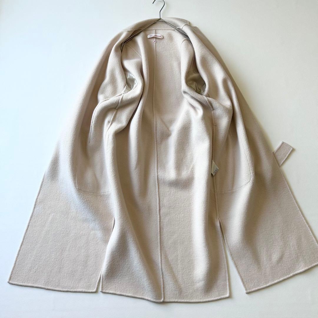 3048y ドレステリア 襟付きロングリバーコート S アイボリー