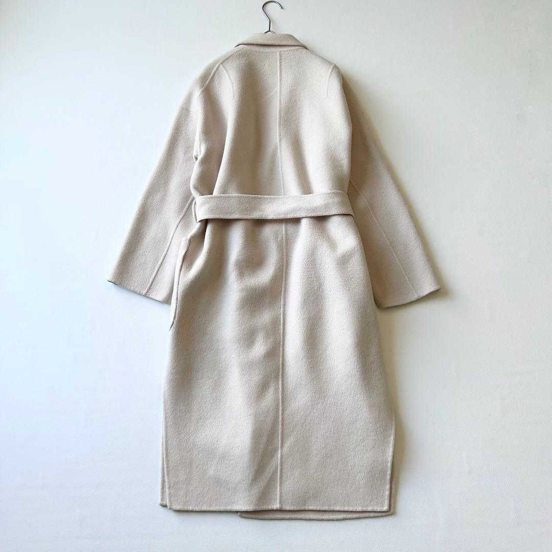 3048y ドレステリア 襟付きロングリバーコート S アイボリー