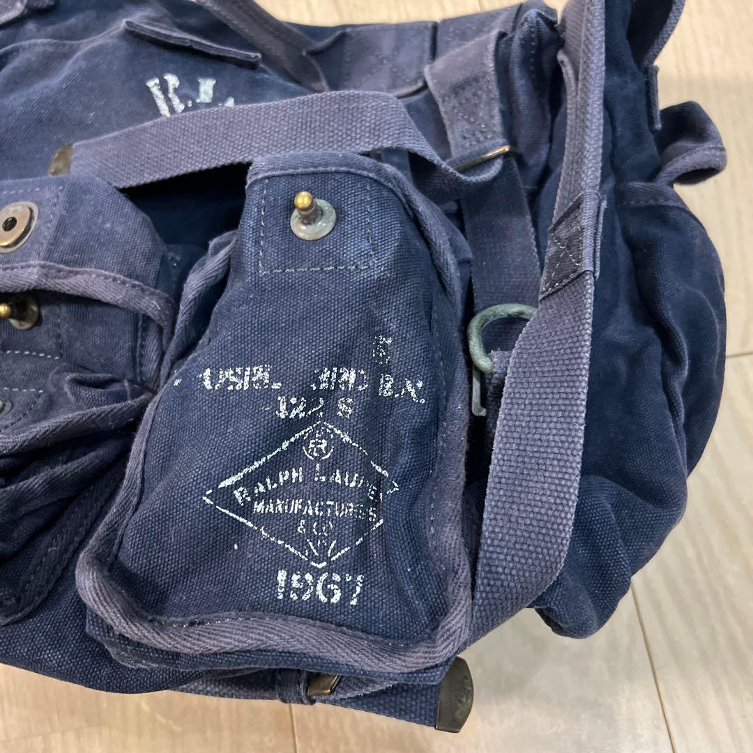 ラルフローレン　ミリタリーネイビー キャンバスショルダーバッグ