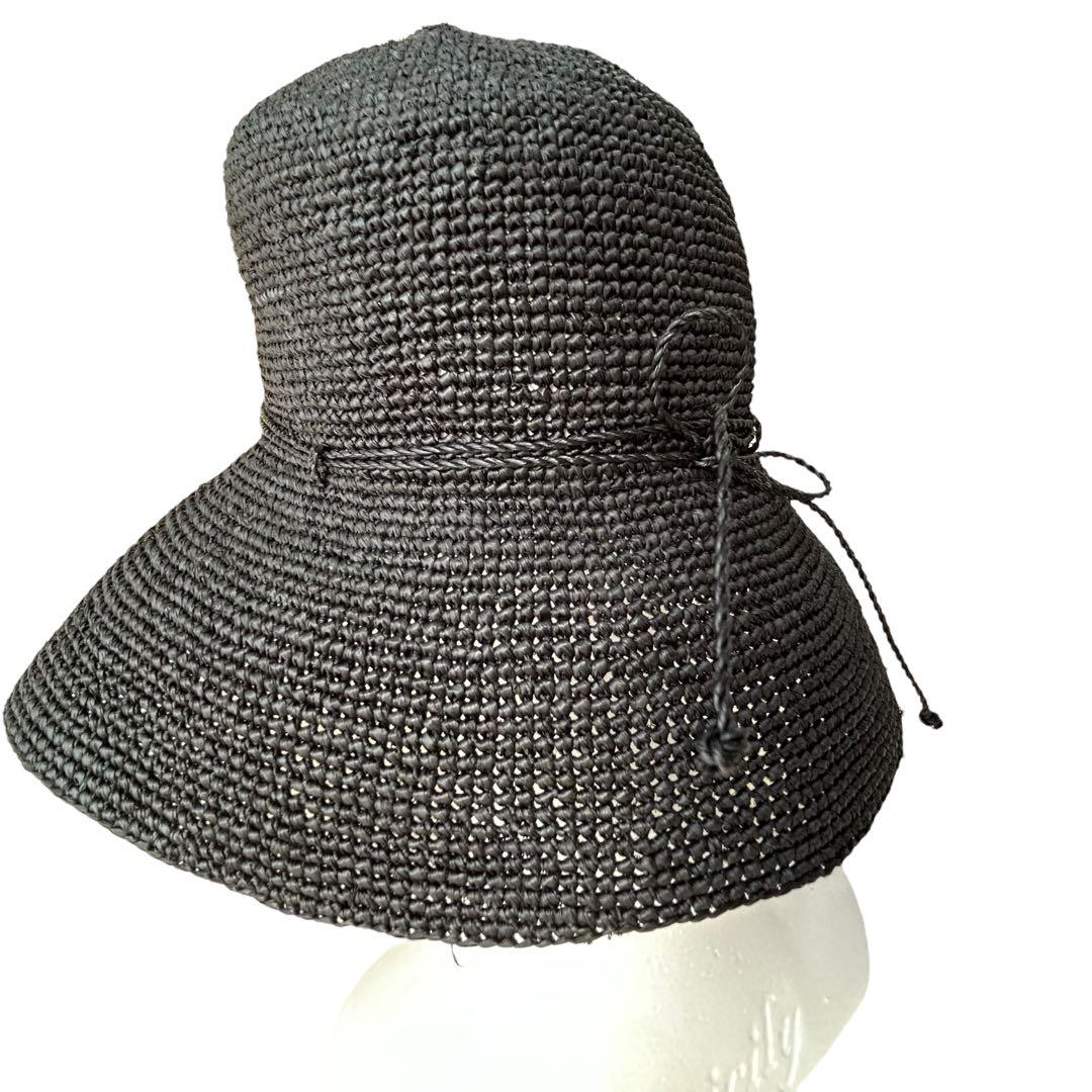 ヘレンカミンスキー　麦わら帽子　ストローハット　黒　ブラック