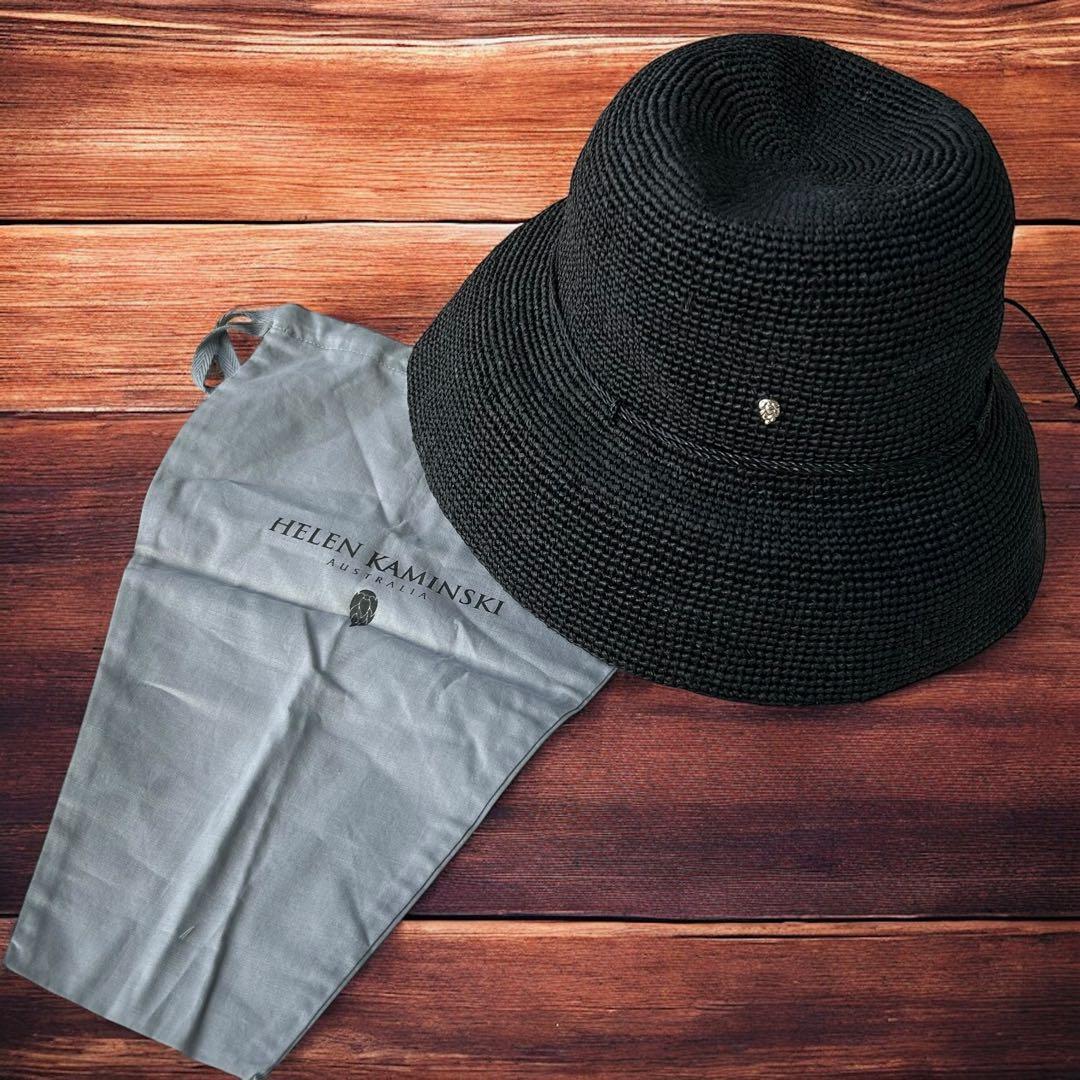 ヘレンカミンスキー　麦わら帽子　ストローハット　黒　ブラック