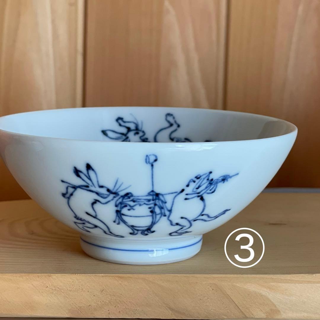ききちゃん様 染付 鳥獣戯画 ごはん茶碗5つ＋豆皿５枚