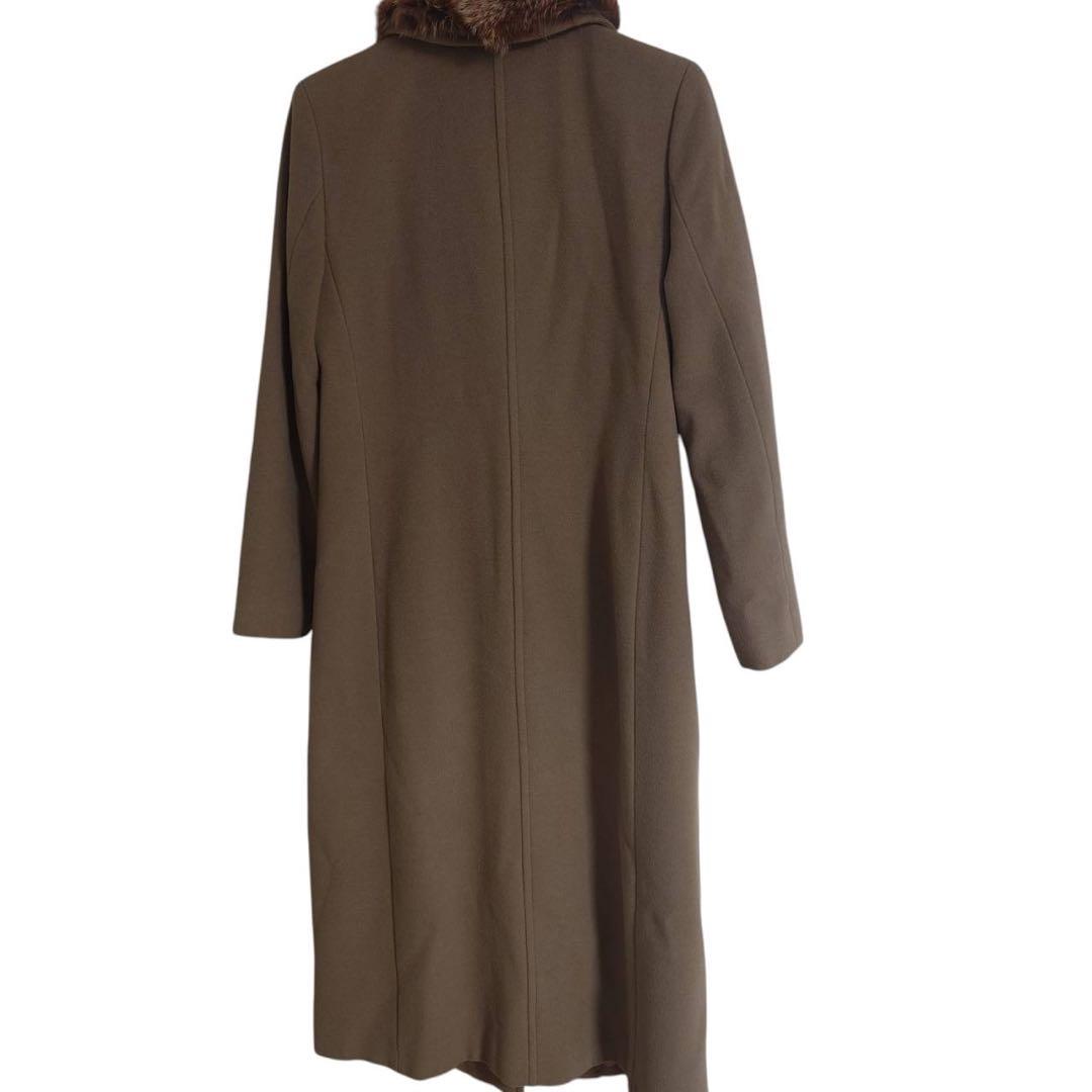 23区 フォックスファー付 ロングコート 40 アンゴラ混