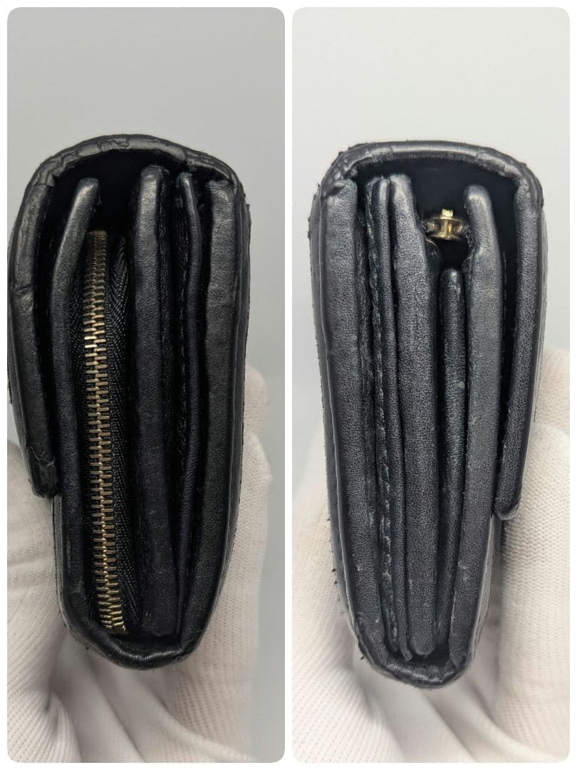 GUCCI　長財布　GG　レザー　シマ　スーキー　ゴールド　黒