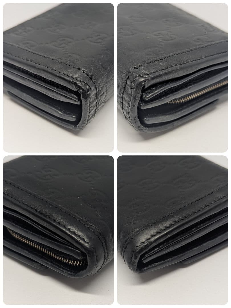 GUCCI　長財布　GG　レザー　シマ　スーキー　ゴールド　黒