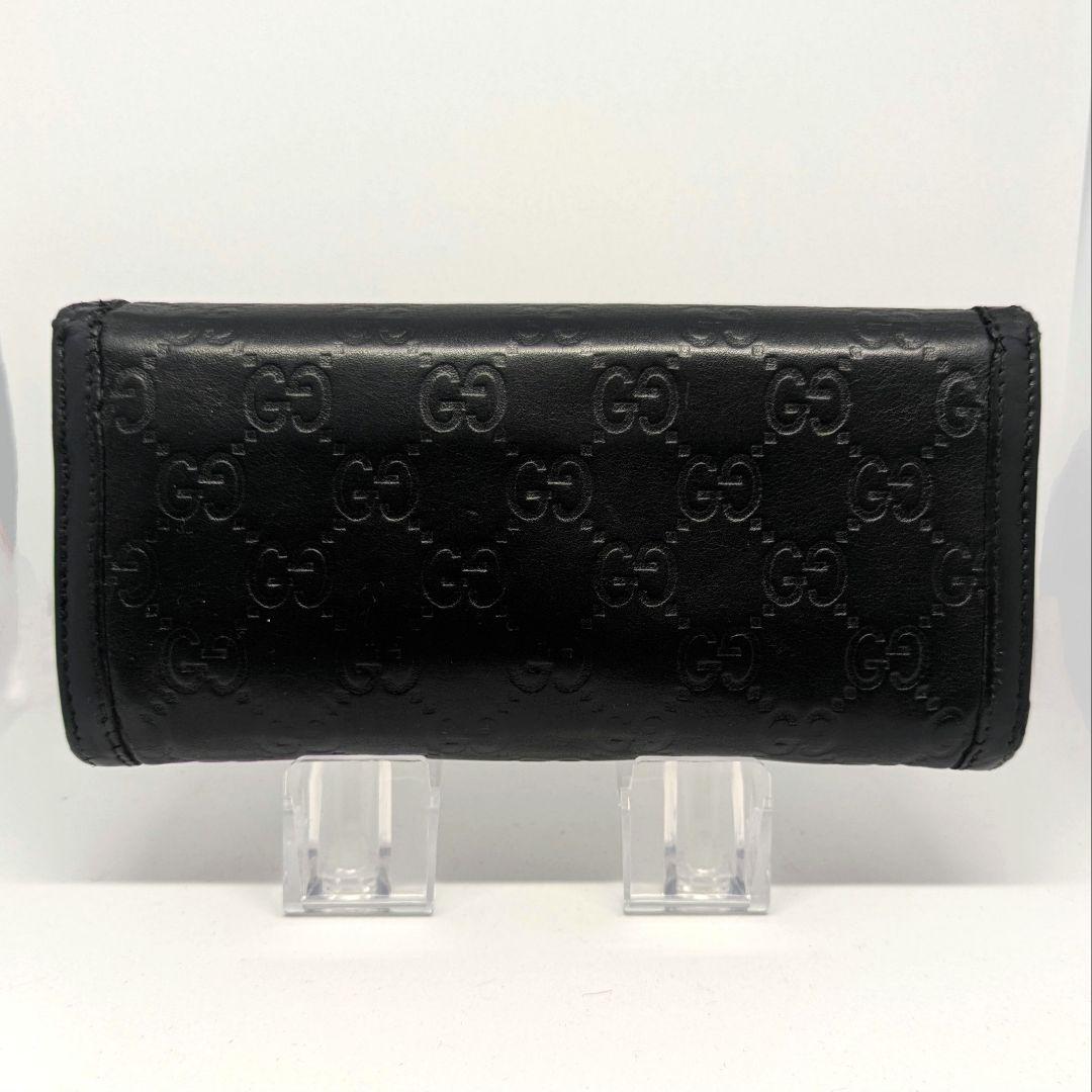 GUCCI　長財布　GG　レザー　シマ　スーキー　ゴールド　黒