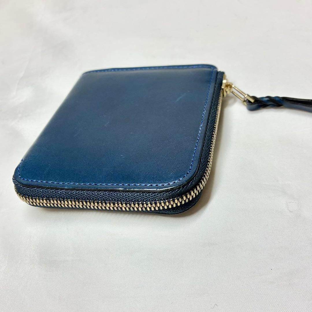 【美品】　Munekawa ムネカワ　L字ファスナー財布　クラム　ブルー　人気