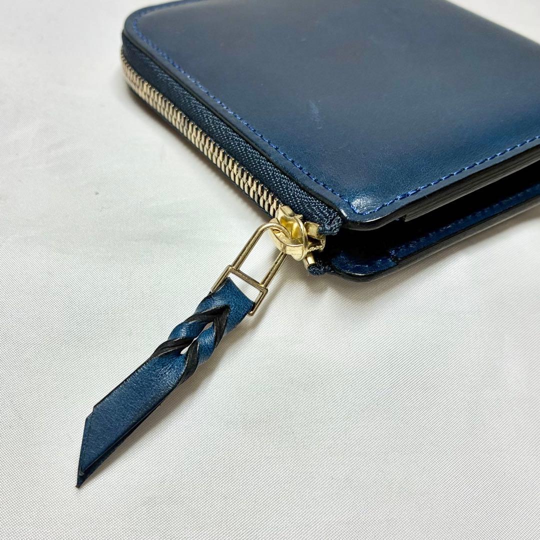 【美品】　Munekawa ムネカワ　L字ファスナー財布　クラム　ブルー　人気