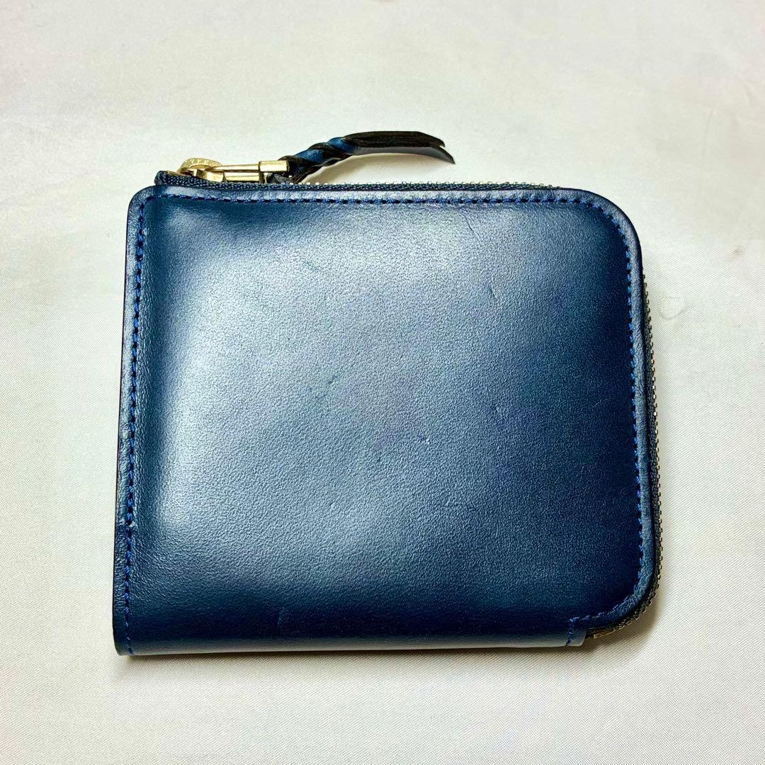 【美品】　Munekawa ムネカワ　L字ファスナー財布　クラム　ブルー　人気