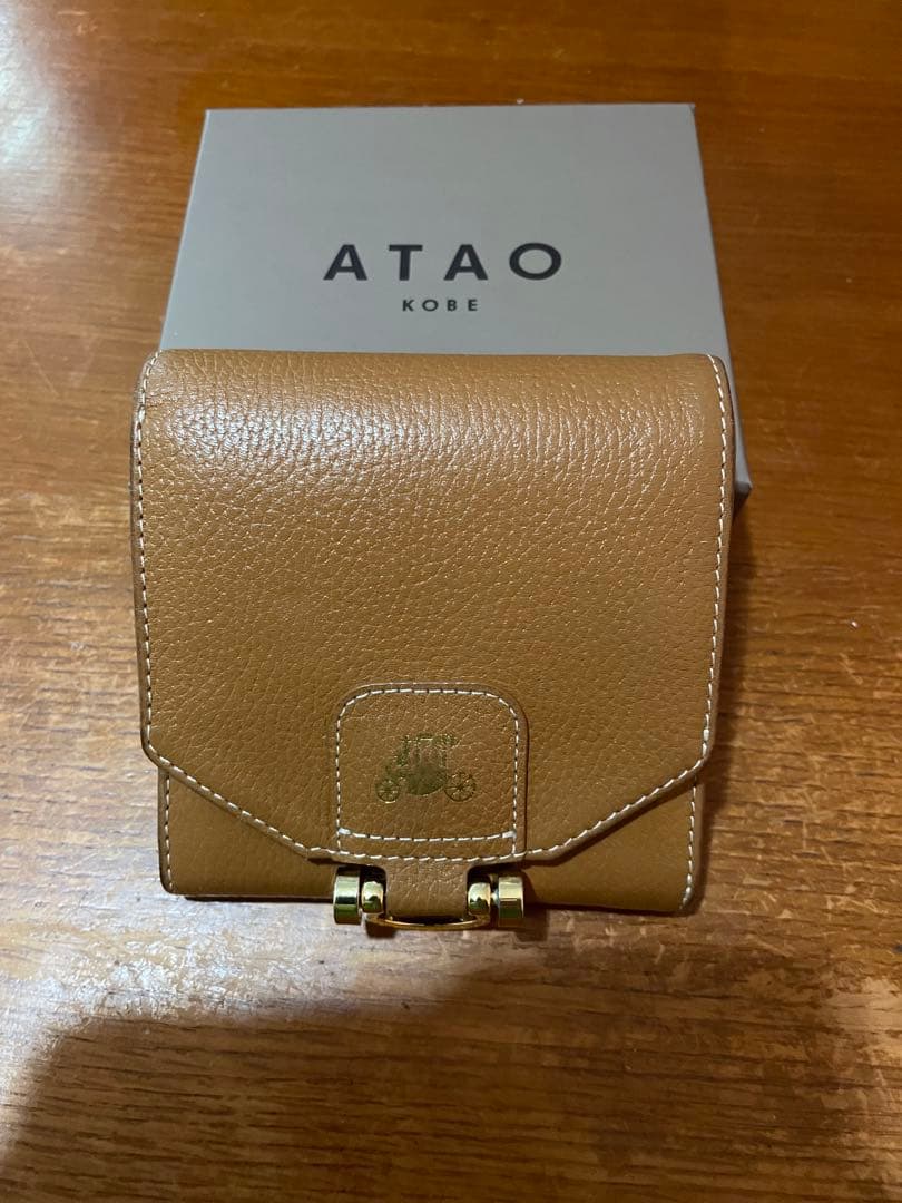 ATAO （ロトロ） ブラウンレザー 二つ折り財布 ゴールド金具