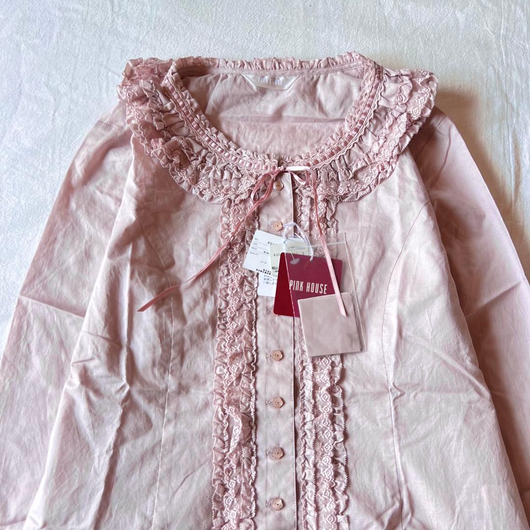 【新品】PINK HOUSE タグ付き チュニック シャツ フリル ピンク 希少
