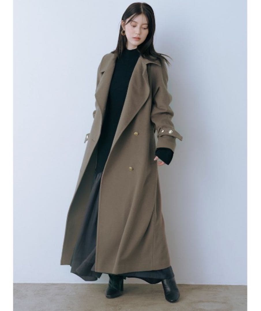 ウールカシミヤスタンドカラーコート