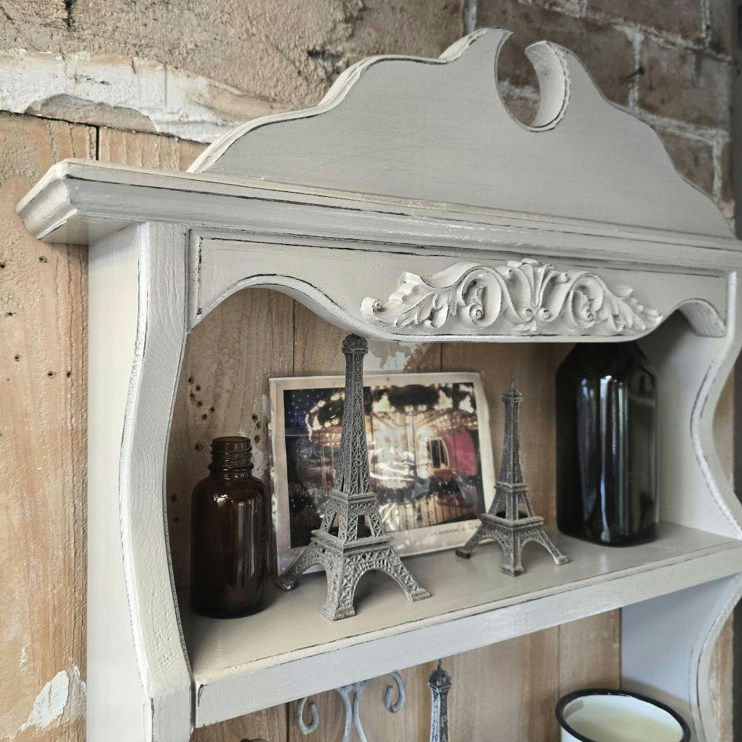 フレンチアンティークシャビー壁掛けシェルフ　ワイド450モール ベージュ