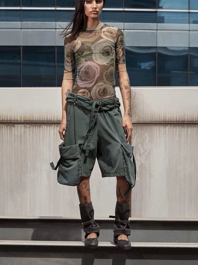 open Yy カーゴショートパンツ オリーブグリーン