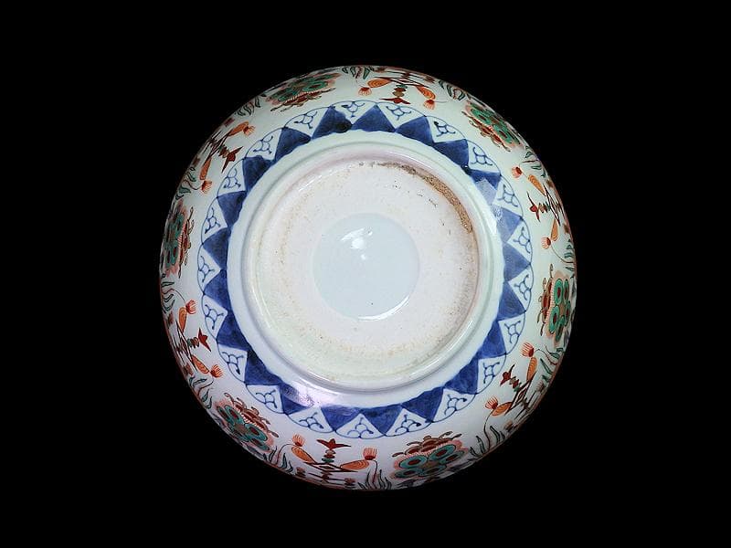 古伊万里　金襴手　牡丹に瓔珞紋の図　大鉢　B984AS-CWw