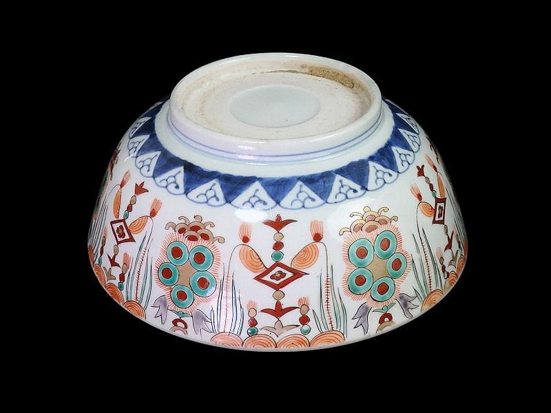 古伊万里　金襴手　牡丹に瓔珞紋の図　大鉢　B984AS-CWw