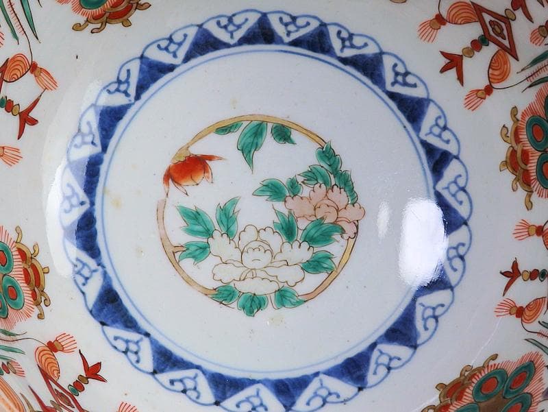 古伊万里　金襴手　牡丹に瓔珞紋の図　大鉢　B984AS-CWw