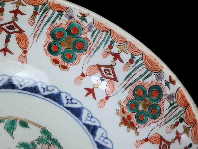 古伊万里　金襴手　牡丹に瓔珞紋の図　大鉢　B984AS-CWw