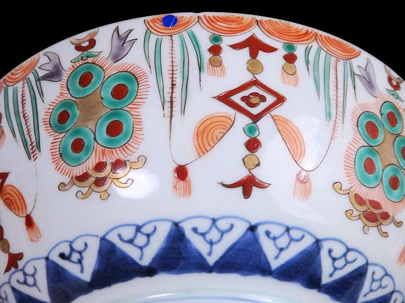 古伊万里　金襴手　牡丹に瓔珞紋の図　大鉢　B984AS-CWw