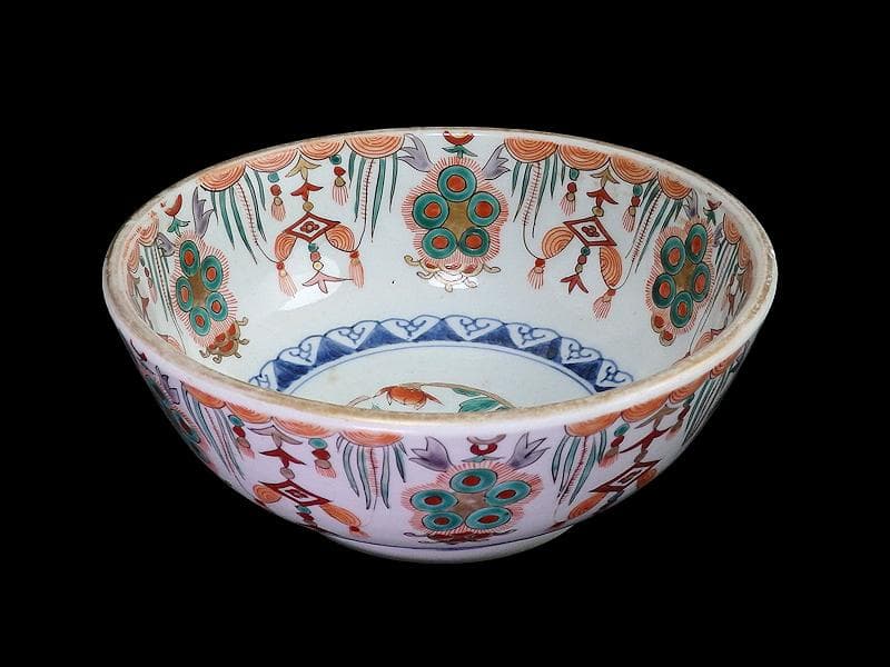 古伊万里　金襴手　牡丹に瓔珞紋の図　大鉢　B984AS-CWw