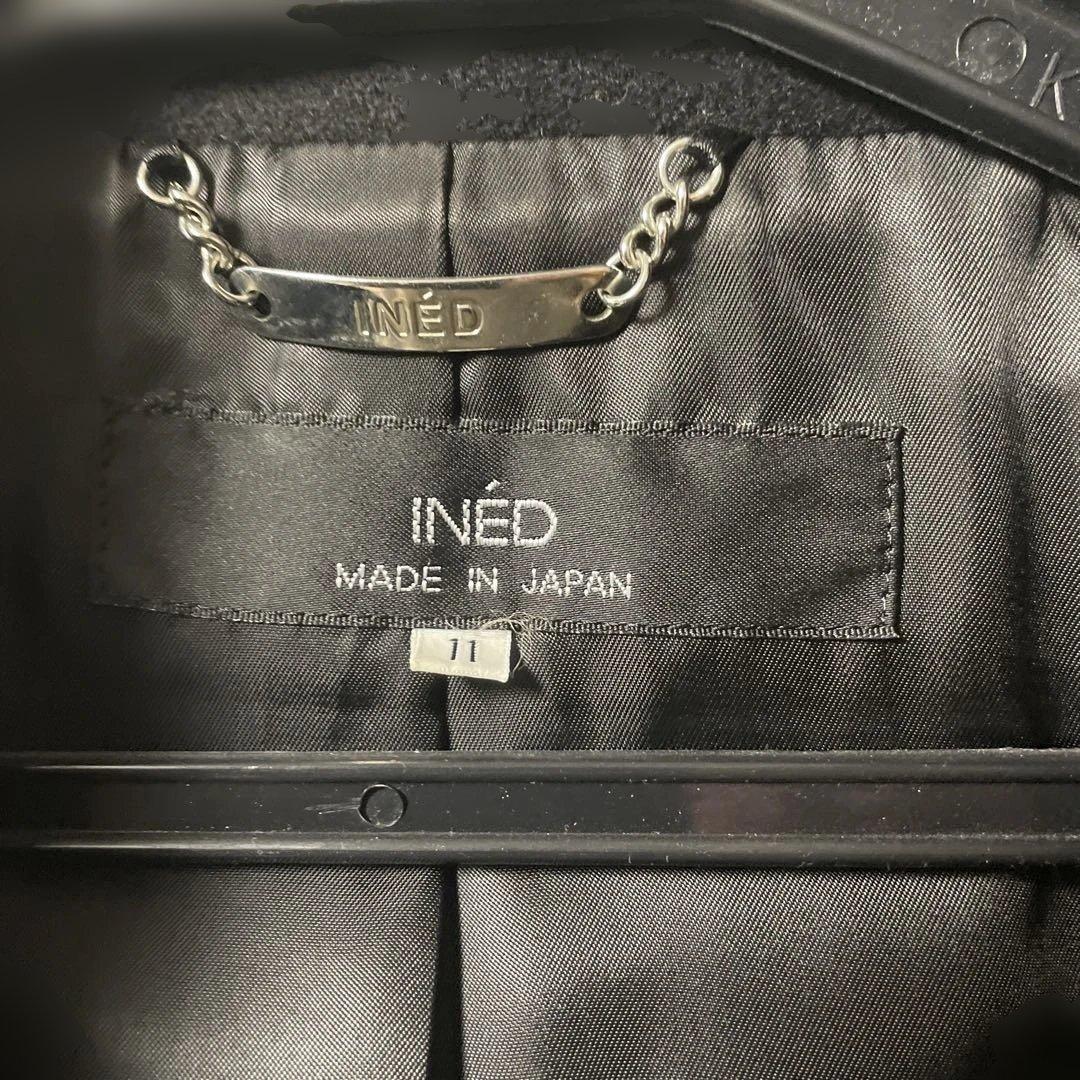 INED イネド カシミヤ100% ロングコート ブラック