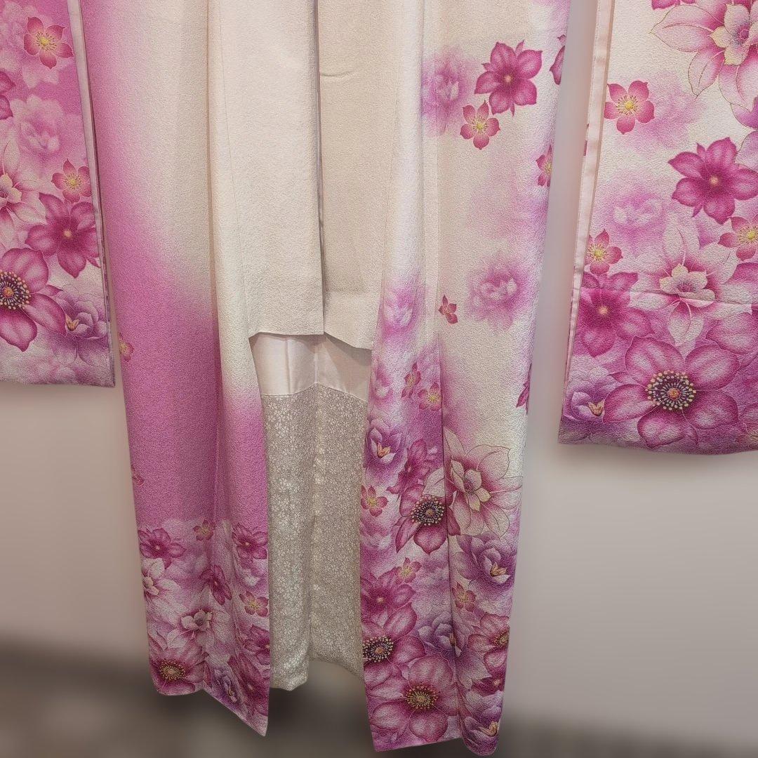 【美品】花柄ピンク振袖 162cm