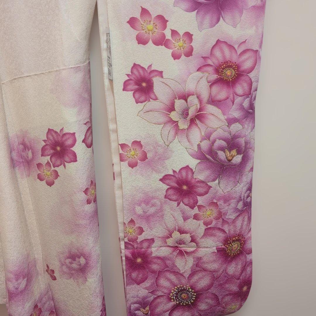 【美品】花柄ピンク振袖 162cm
