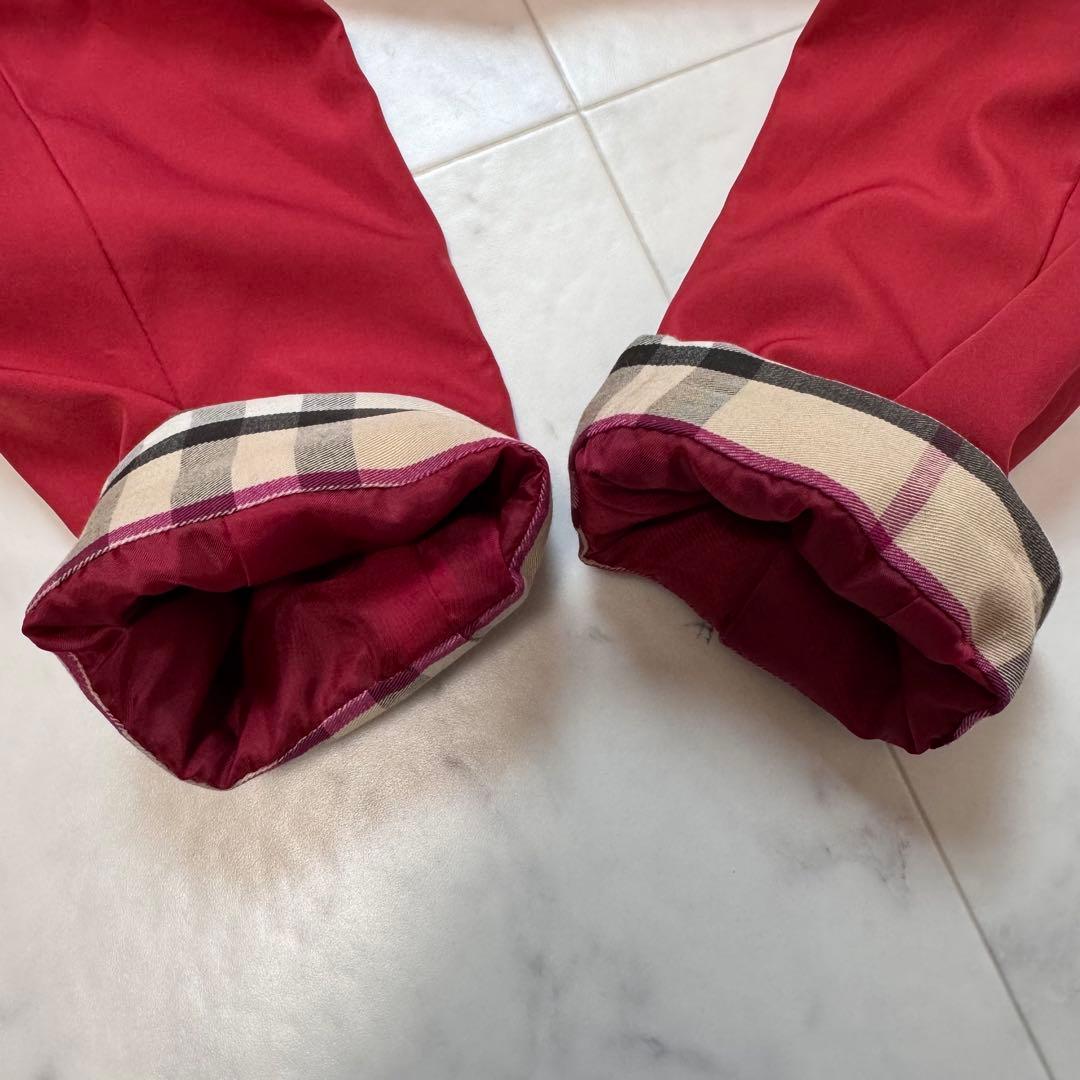 バーバリーロンドン　ステンカラー コート　ノバチェック　M 赤　レッド