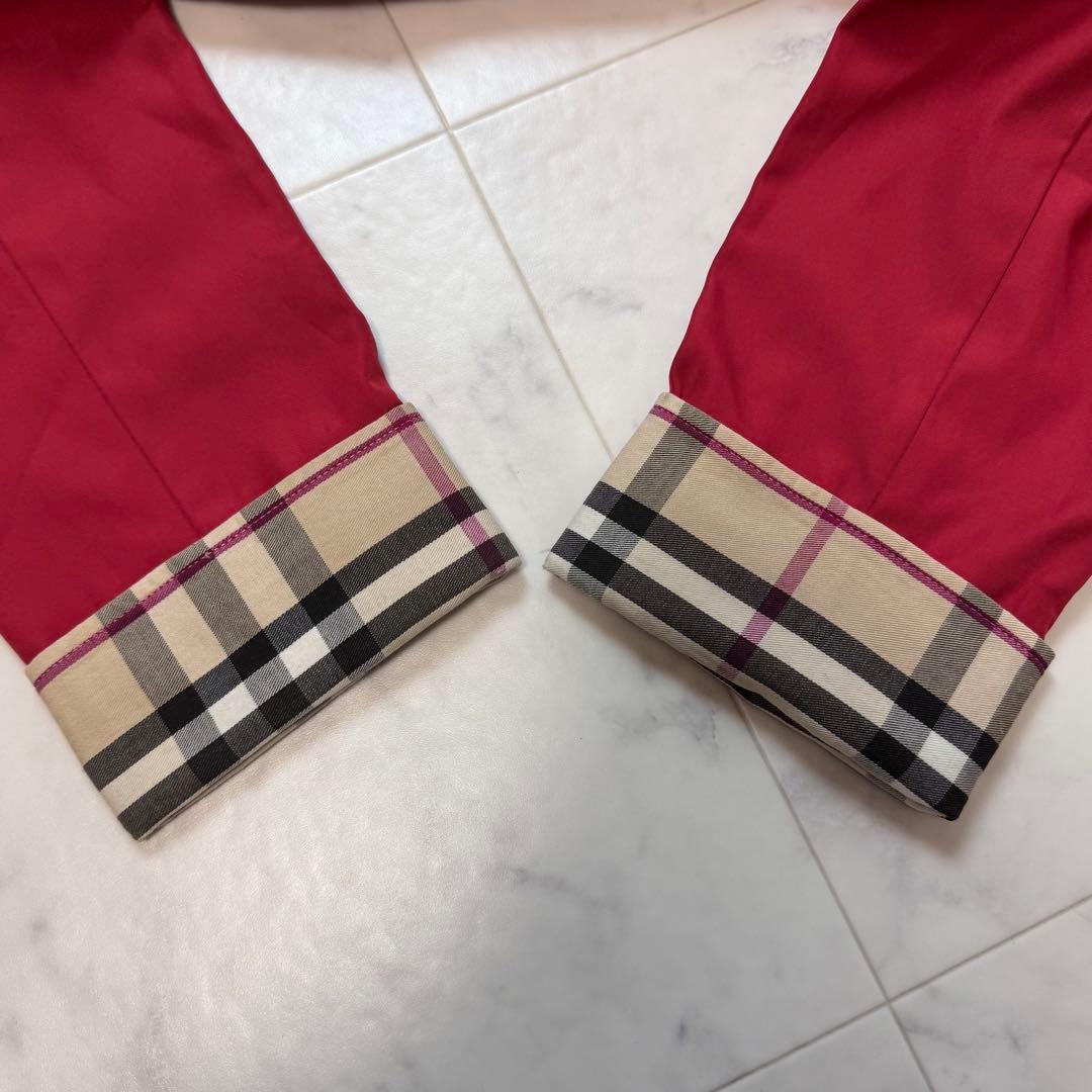 バーバリーロンドン　ステンカラー コート　ノバチェック　M 赤　レッド