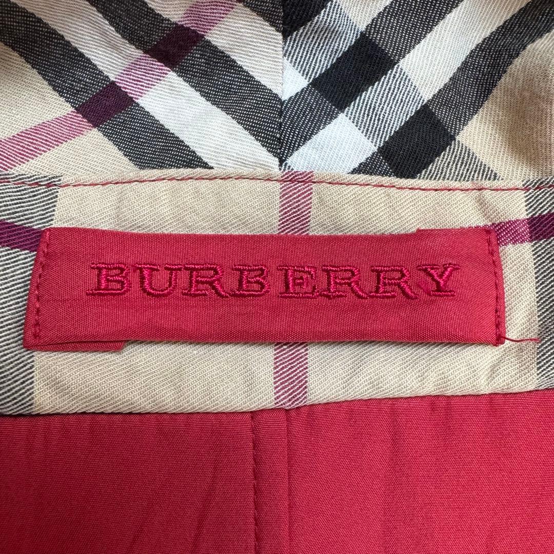 バーバリーロンドン　ステンカラー コート　ノバチェック　M 赤　レッド