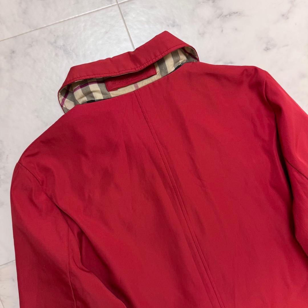 バーバリーロンドン　ステンカラー コート　ノバチェック　M 赤　レッド