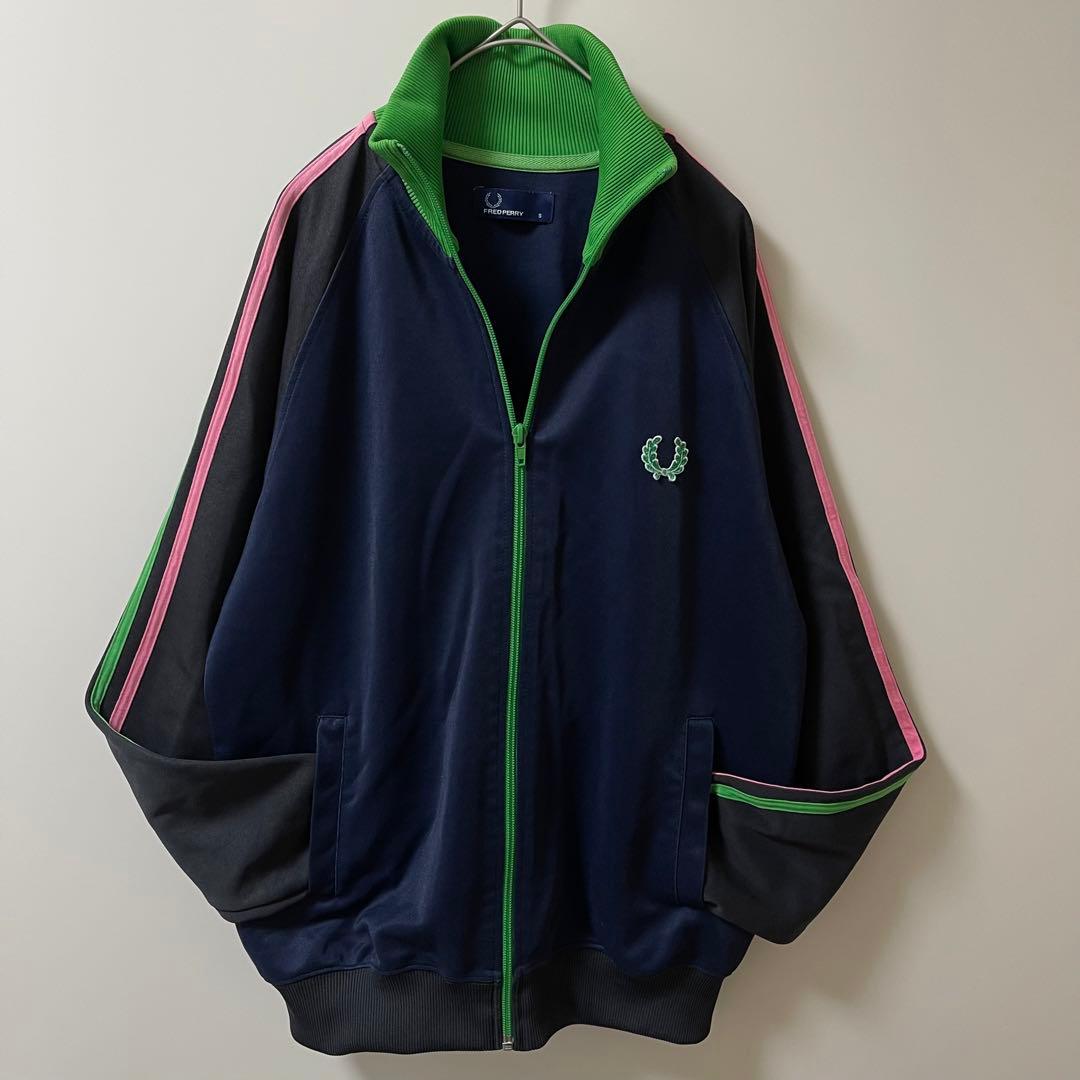 美品】フレッドペリー刺繍トラックジャケットFred古着ジャージトップ　ネイビー紺