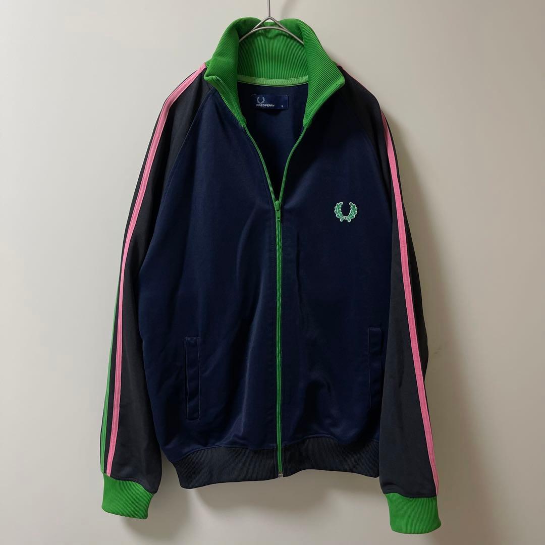 美品】フレッドペリー刺繍トラックジャケットFred古着ジャージトップ　ネイビー紺