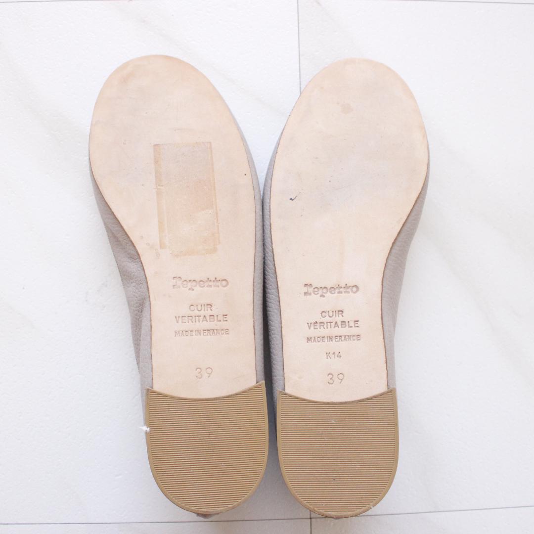 repetto レザー サンドリヨオン 39 グレー フラットシューズ