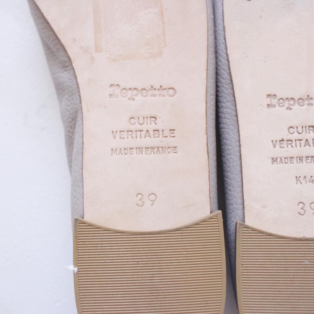 repetto レザー サンドリヨオン 39 グレー フラットシューズ
