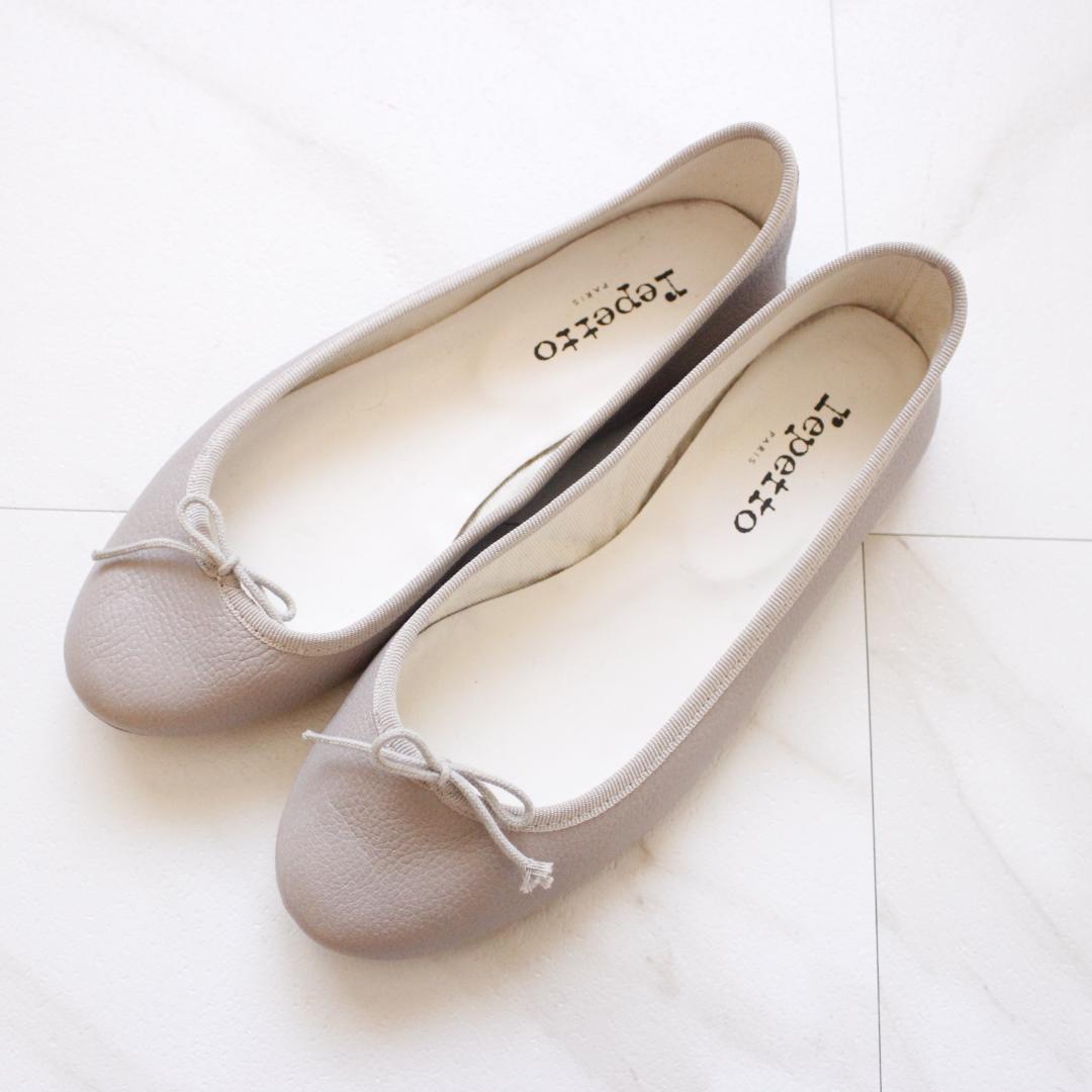 repetto レザー サンドリヨオン 39 グレー フラットシューズ
